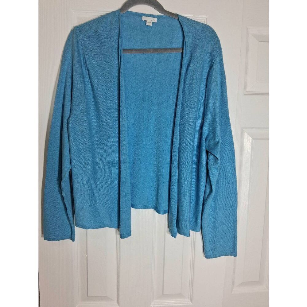 J.jill womens xl linen spring summer cardigan sweater sky blue